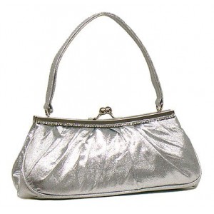 Evening Bag - 12 PCS - Satin w/ Embellished Rhinestones - Silver - BG-40639S